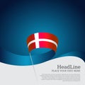 Denmark flag background. Danish national poster. Denmark flag with wavy ribbon on a blue white background. Vector design state Royalty Free Stock Photo