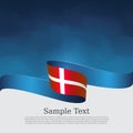 Denmark flag background. Danish national poster. Denmark flag with wavy ribbon on a blue white background. Vector design state Royalty Free Stock Photo