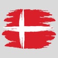 Denmark flag. Brush painted Denmark flag. Hand drawn style illustration with a grunge effect and watercolor. Denmark flag with