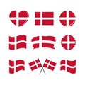 Denmark flag icon set vector isolated on a white background Royalty Free Stock Photo