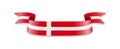 Denmark flag in the form of wave ribbon.