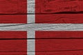Denmark flag painted on old wood plank Royalty Free Stock Photo