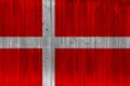 Denmark flag painted on old wood plank Royalty Free Stock Photo