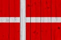 Denmark flag painted on old wood plank Royalty Free Stock Photo