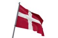 Denmark flag waving isolated white background 3D illustration Royalty Free Stock Photo