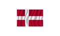Denmark flag waving vector illustration Flag icon Standard color Standard size A rectangular flag