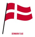 Denmark Flag Waving Vector Illustration on White Background. Denmark National Flag Royalty Free Stock Photo