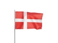 Denmark flag waving white background 3D illustration Royalty Free Stock Photo