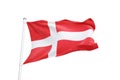 Denmark flag waving white background 3D illustration Royalty Free Stock Photo