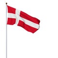 Denmark flag waving on white background Royalty Free Stock Photo