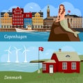 Denmark Flat Style Compositions Royalty Free Stock Photo