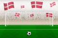 Denmark football team fans with flags of Denmark cheering on stadium, penalty kick concept in a soccer match Royalty Free Stock Photo