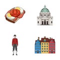 Denmark, history, restaurant, and other web icon in cartoon style.Sandwich, food, bread, icons in set collection. Royalty Free Stock Photo