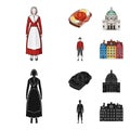 Denmark, history, restaurant, and other web icon in cartoon,black style.Sandwich, food, bread, icons in set collection. Royalty Free Stock Photo