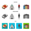 Denmark, history, restaurant, and other web icon in cartoon,flat,monochrome style.Sandwich, food, bread, icons in set Royalty Free Stock Photo