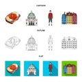 Denmark, history, restaurant, and other web icon in cartoon,outline,flat style.Sandwich, food, bread, icons in set Royalty Free Stock Photo