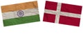 Denmark and India Flags Together Paper Texture Illustration