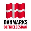 Denmark Liberation Day typography poster in Danish. Holiday celebration on May 5. Vector template for banner, flyer Royalty Free Stock Photo