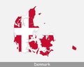 Denmark Map Flag. Danish Map with the Dane national flag isolated on white background. Vector Illustration Royalty Free Stock Photo