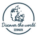 Denmark Map Outline. Vintage Discover the World. Royalty Free Stock Photo