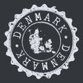 Denmark Map Seal. Silhouette Postal Passport Stamp. Round Vector Icon Postmark. Royalty Free Stock Photo