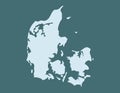 Denmark map vector using blue border lines on dark background