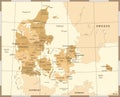 Denmark Map - Vintage Vector Illustration Royalty Free Stock Photo