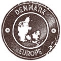 Denmark map vintage stamp. Royalty Free Stock Photo