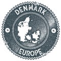 Denmark map vintage stamp. Royalty Free Stock Photo