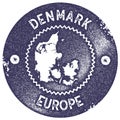 Denmark map vintage stamp. Royalty Free Stock Photo