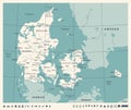 Denmark Map - Vintage Vector Illustration Royalty Free Stock Photo
