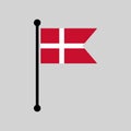 Denmark national flag on flagpole, danish flag map pointer layout, vector illustration Royalty Free Stock Photo