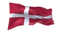 Denmark national flag waving isolated on white background. Royalty Free Stock Photo
