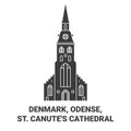 Denmark, Odense, St. Canute's Cathedral travel landmark vector illustration