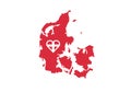 Denmark outline map country shape state borders national symbol flag Royalty Free Stock Photo