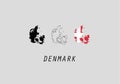 Denmark outline map national borders Royalty Free Stock Photo