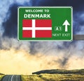 Denmark road sign against clear blue sky