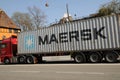 Denmark`s maersk shipping cargo container