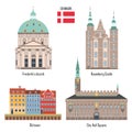 Denmark set of landmark icons