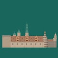 Denmark set of landmark icons in flat style. Copenhagen City sights. Danish architecture design elements. Kronberg