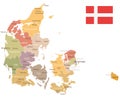 Denmark - vintage map and flag - illustration Royalty Free Stock Photo