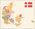 Denmark - vintage map and flag - illustration Royalty Free Stock Photo