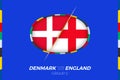 Denmark vs England football match icon for European football Tournament 2024, versus icon on group stage