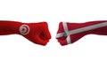 Denmark VS Tunisia hand flag Man hands patterned football world cup