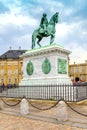 Denmark - Zealand region - Copenhagen - the statue Frederik V on Horseback in the center of Amalienborg square and palace complex