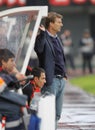 Denmarks Michael Laudrup soccer coach giving instructions during match