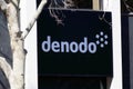 Denodo sign and logo on facade of data virtualization Denodo Technologies company headquarters office building in Silicon Valley