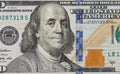 The denomination hundred dollars on isolated white background