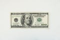 denomination one hundred dollars bill on white background. the old design of the American 100 dollar bill Royalty Free Stock Photo