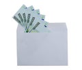 Denominations of 100 euros from the envelope Royalty Free Stock Photo